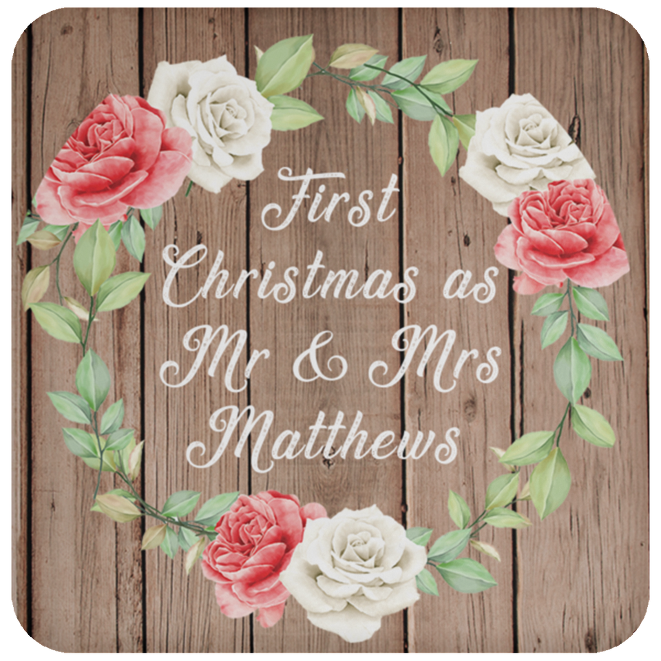 First Christmas As Mr & Mrs Matthews - Drink Coaster B