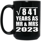 29th Anniversary Square Root of 841 Years As Mr & Mrs 2023 - 15oz Coffee Mug Black