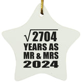 52nd Anniversary Square Root of 2704 Years As Mr & Mrs 2024 - Star Ornament