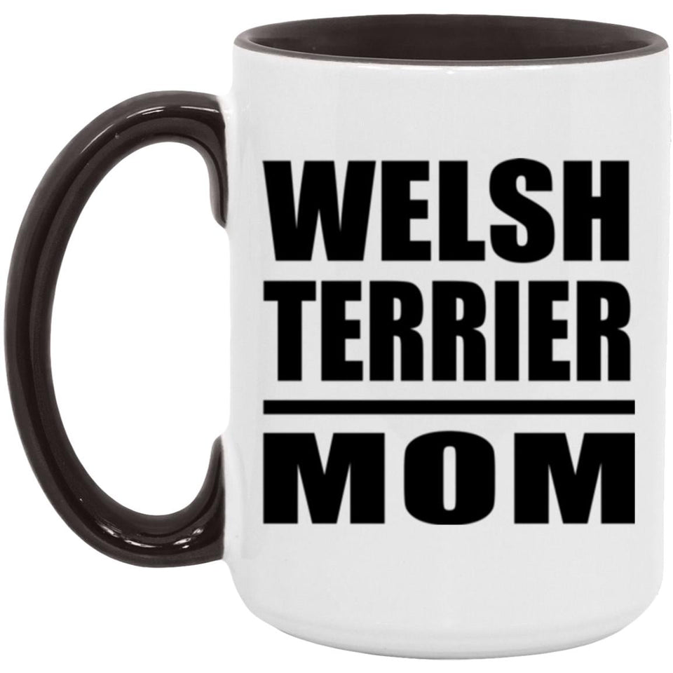 Welsh Terrier Mom - 15oz Accent Mug Black
