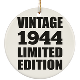 80th Birthday Vintage 1944 Limited Edition - Circle Ornament