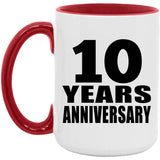10th Anniversary 10 Years - 15oz Accent Mug Red