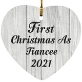 First Christmas As Fiancee 2021 - Heart Ornament F