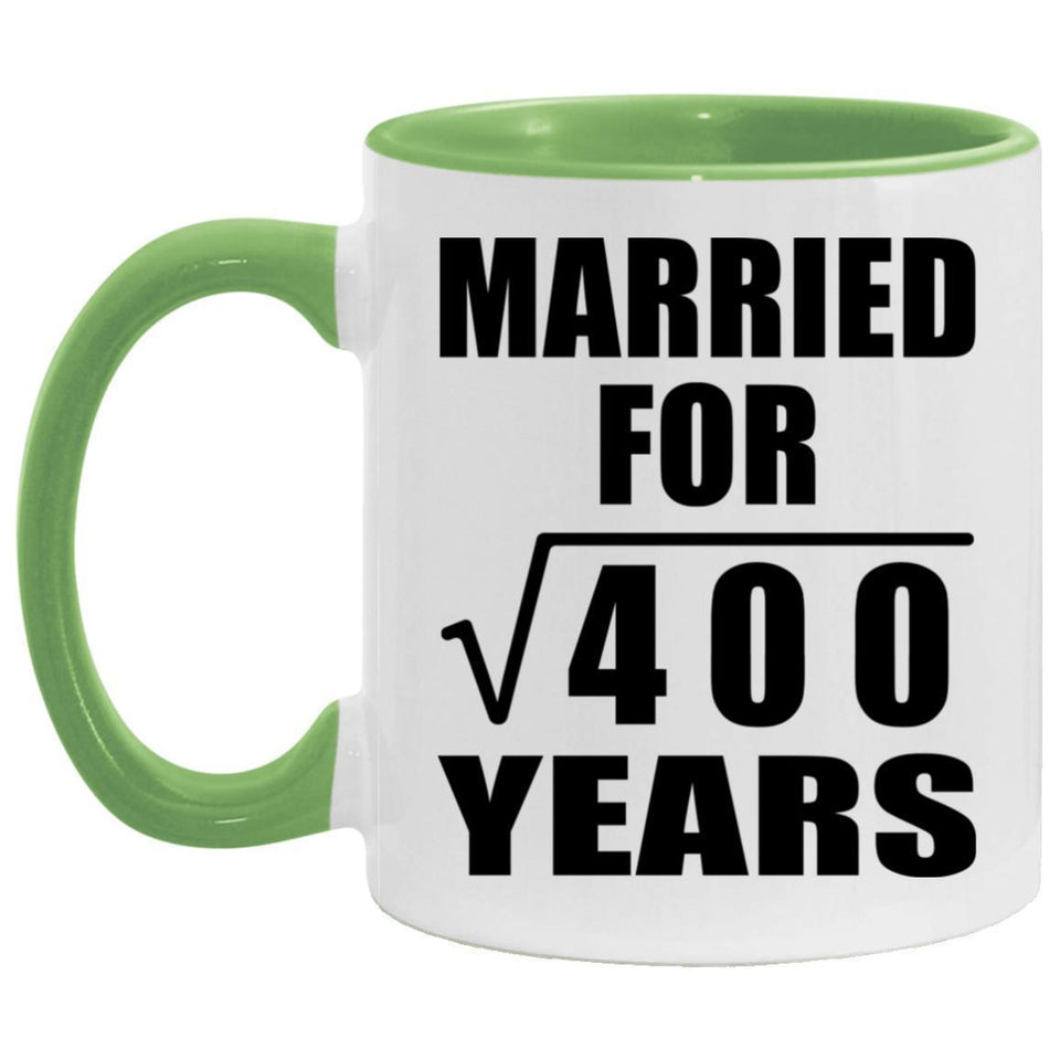 20th Anniversary Married For Square Root of 400 Years - 11oz Accent Mug Green