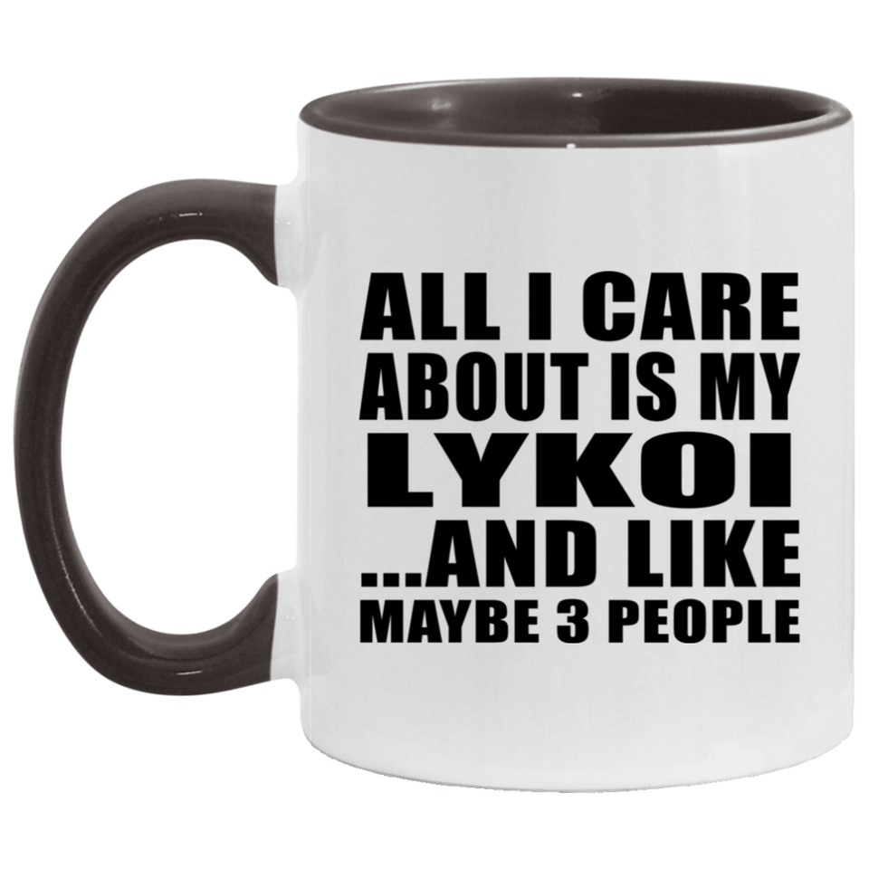 All I Care About Is My Lykoi - 11oz Accent Mug Black