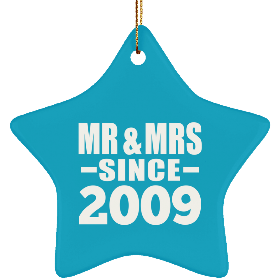 15th Anniversary Mr & Mrs Since 2009 - Star Ornament