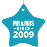 15th Anniversary Mr & Mrs Since 2009 - Star Ornament