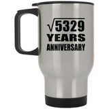 73rd Anniversary Square Root of 5329 Years Anniversary - Silver Travel Mug