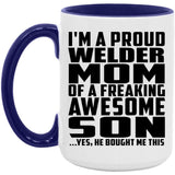 Proud Welder Mom Of Awesome Son - 15oz Accent Mug Purple