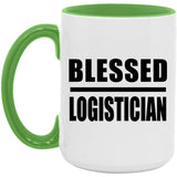 Blessed Logistician - 15oz Accent Mug Green