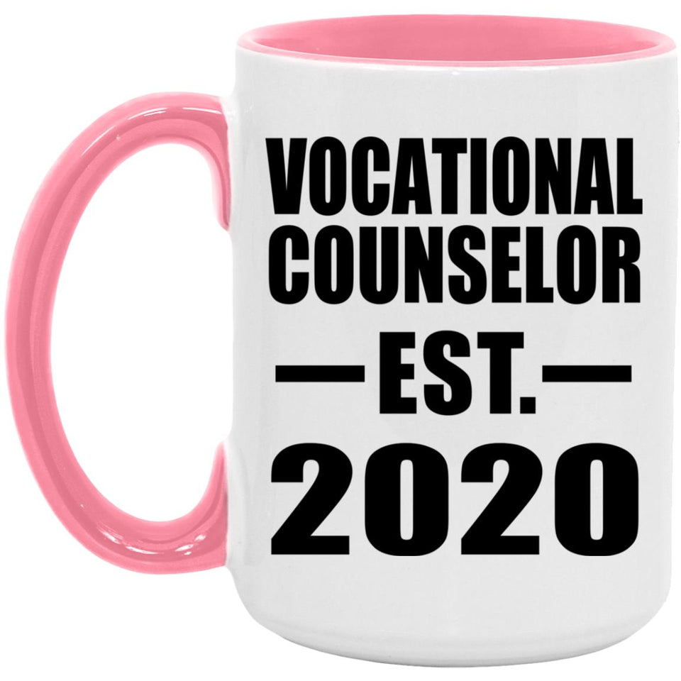 Vocational Counselor Established EST. 2020 - 15oz Accent Mug Pink