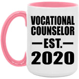 Vocational Counselor Established EST. 2020 - 15oz Accent Mug Pink