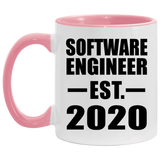 Software Engineer Established EST. 2020 - 11oz Accent Mug Pink