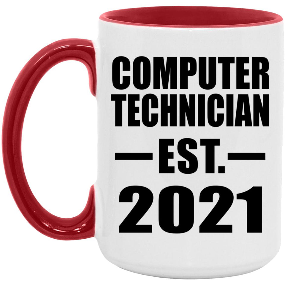 Computer Technician Established EST. 2021 - 15oz Accent Mug Red