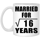 4th Anniversary Married For Square Root of 16 Years - 11oz Coffee Mug
