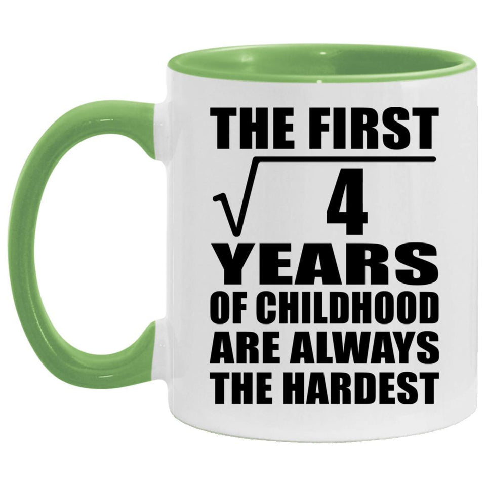2nd Birthday Square Root of 4 Years of Childhood - 11oz Accent Mug Green