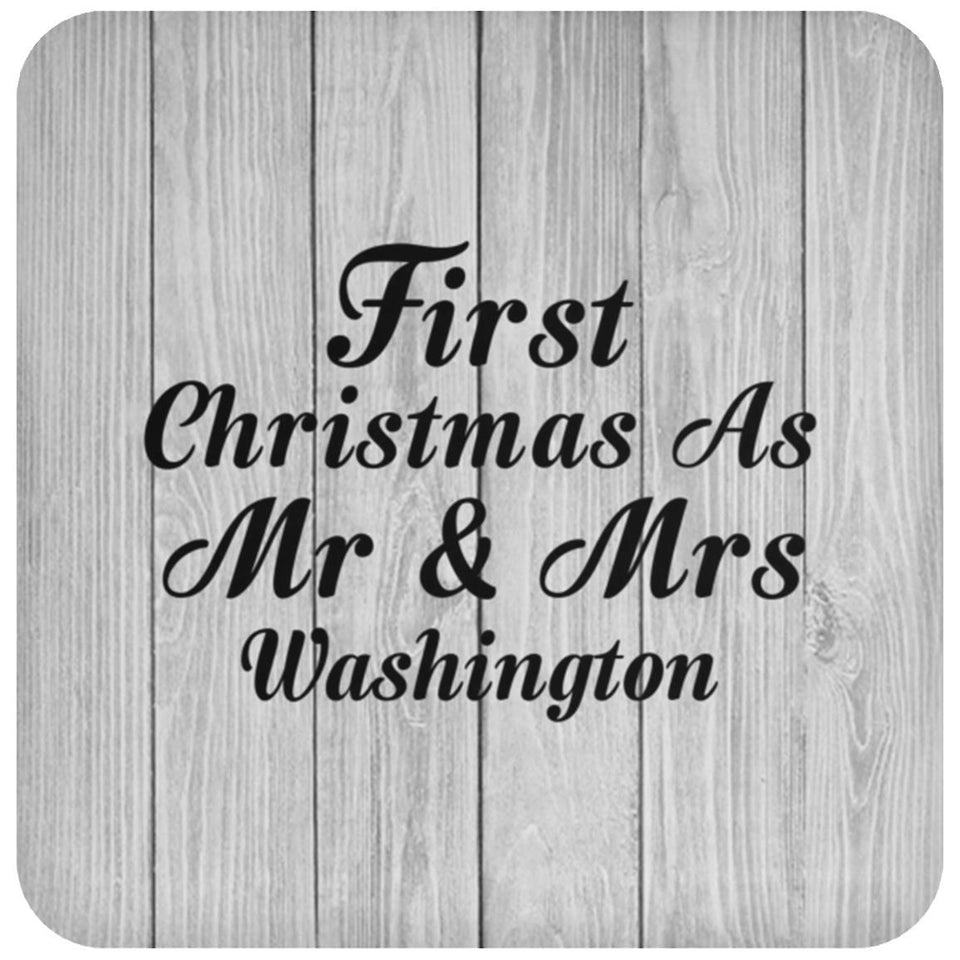 First Christmas As Mr & Mrs Washington - Drink Coaster F