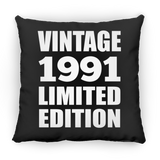33rd Birthday Vintage 1991 Limited Edition - Throw Pillow Black