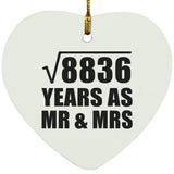 94th Anniversary Square Root of 8836 Years As Mr & Mrs - Heart Ornament