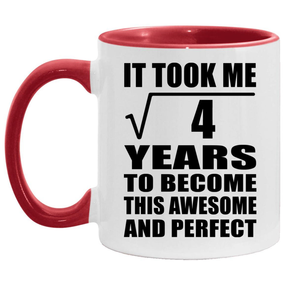 2nd Birthday Took Square Root of 4 Years To Awesome - 11oz Accent Mug Red