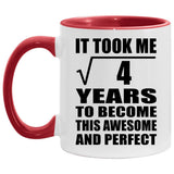 2nd Birthday Took Square Root of 4 Years To Awesome - 11oz Accent Mug Red