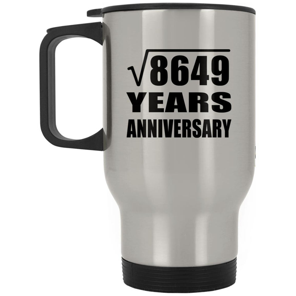 93rd Anniversary Square Root of 8649 Years Anniversary - Silver Travel Mug