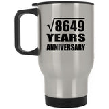 93rd Anniversary Square Root of 8649 Years Anniversary - Silver Travel Mug