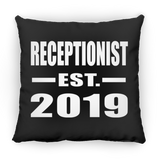 Receptionist Established EST. 2019 - Throw Pillow Black