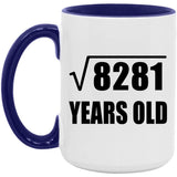 91st Birthday Square Root of 8281 Years Old - 15oz Accent Mug Purple