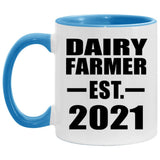 Dairy Farmer Established EST. 2021 - 11oz Accent Mug Blue