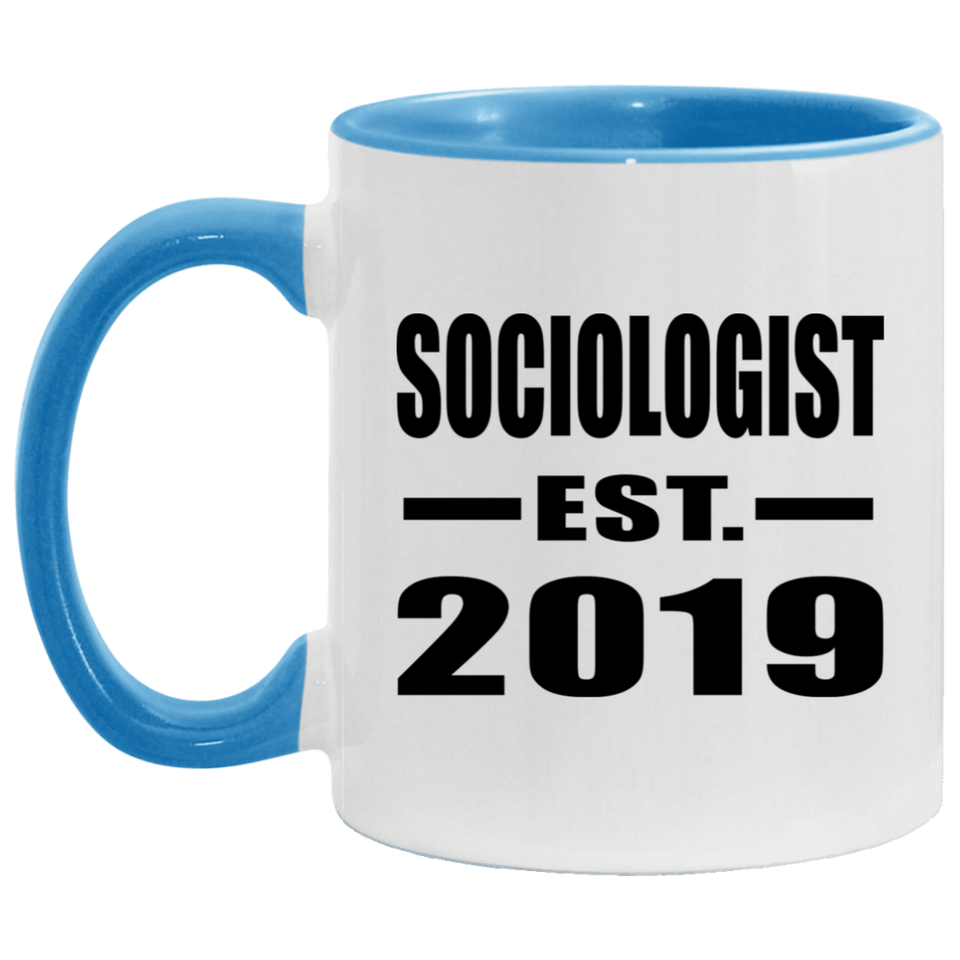 Sociologist Established EST. 2019 - 11oz Accent Mug Blue
