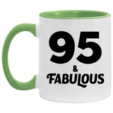95th Birthday 95 & Fabulous - 11oz Accent Mug Green
