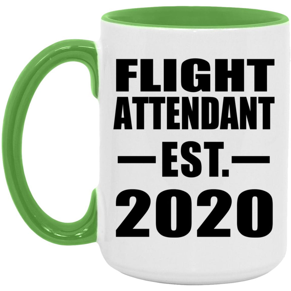Flight Attendant Established EST. 2020 - 15oz Accent Mug Green