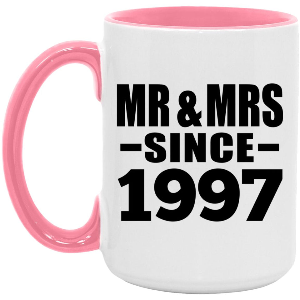 27th Anniversary Mr & Mrs Since 1997 - 15oz Accent Mug Pink