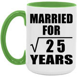 5th Anniversary Married For Square Root of 25 Years - 15oz Accent Mug Green