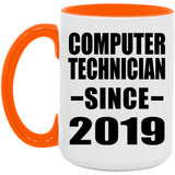 Computer Technician Since 2019 - 15oz Accent Mug Orange