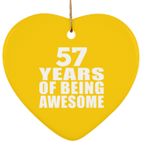 57th Birthday 57 Years Of Being Awesome - Heart Ornament