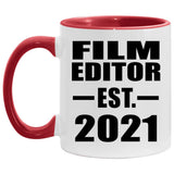 Film Editor Established EST. 2021 - 11oz Accent Mug Red