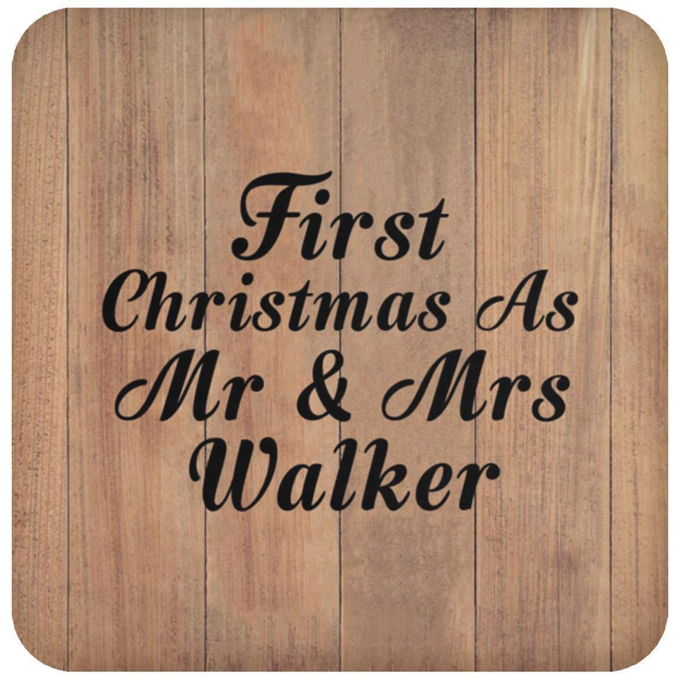 First Christmas As Mr & Mrs Walker - Drink Coaster C