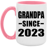 Grandpa Since 2023 - 15oz Accent Mug Pink