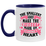 The Smallest Hands Make The Biggest Mark On Grandma's Heart - 11oz Accent Mug Purple