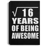 4th Birthday Square Root of 16 Years of Being Awesome - Canvas Portrait