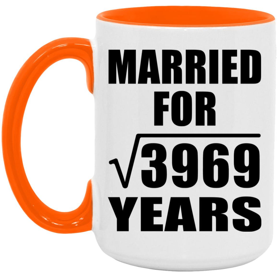 63rd Anniversary Married For Square Root of 3969 Years - 15oz Accent Mug Orange