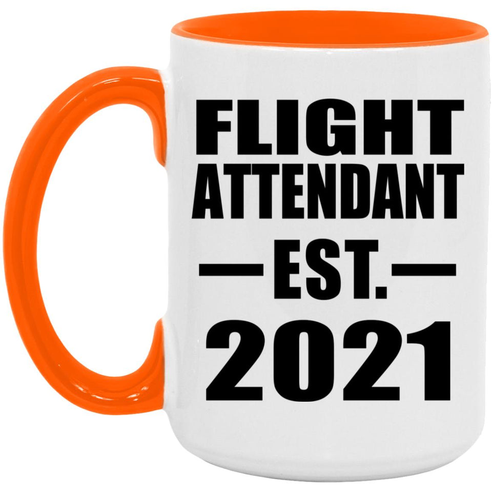 Flight Attendant Established EST. 2021 - 15oz Accent Mug Orange