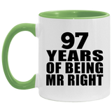 97th Anniversary 97 Years Of Being Mr Right - 11oz Accent Mug Green