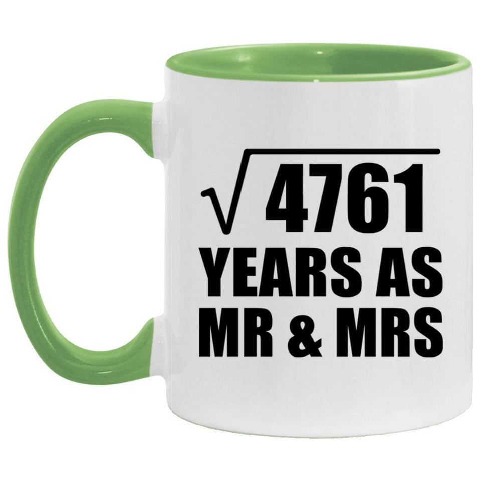 69th Anniversary Square Root of 4761 Years As Mr & Mrs - 11oz Accent Mug Green