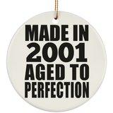 23rd Birthday Made In 2001 Aged to Perfection - Circle Ornament