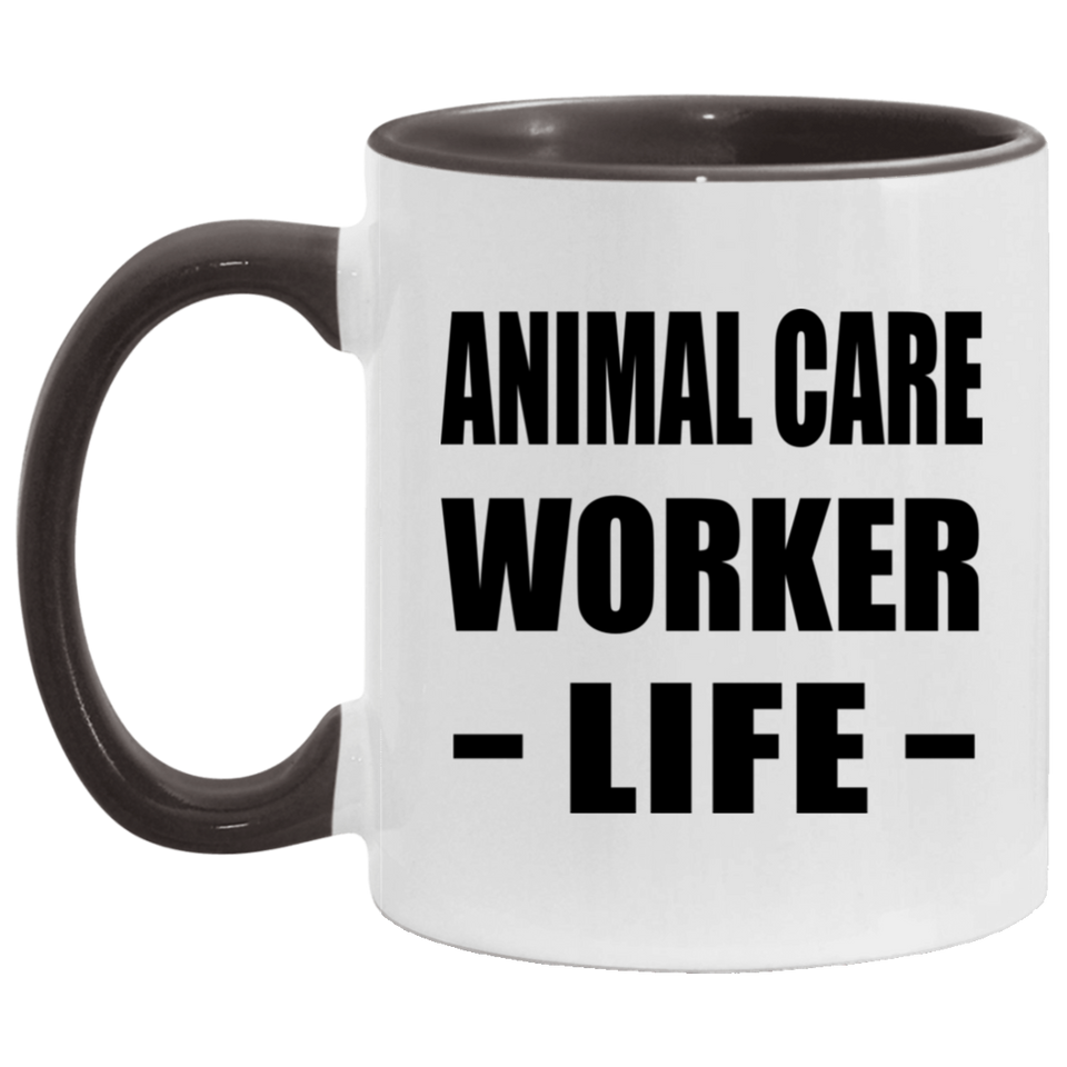 Animal Care Worker Life - 11oz Accent Mug Black