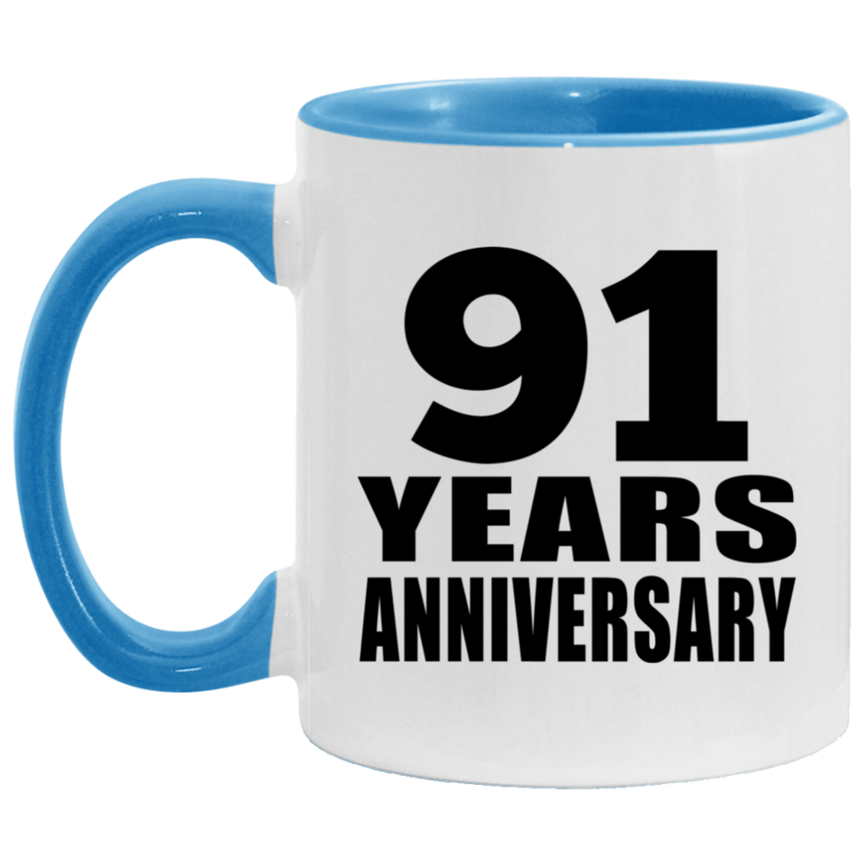 91st Anniversary 91 Years - 11oz Accent Mug Blue
