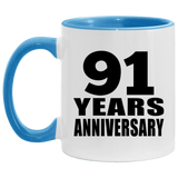 91st Anniversary 91 Years - 11oz Accent Mug Blue